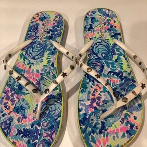 Lilly Pulitzer Women Pool Flip Multi-Color Thong Sandals